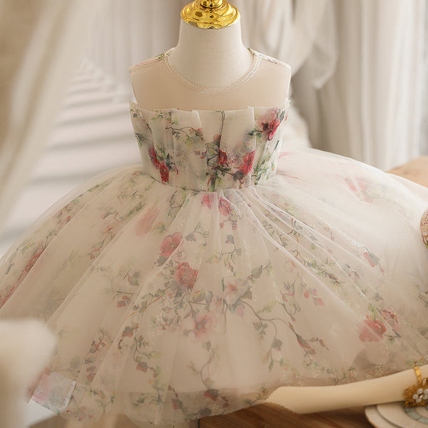 Toddler Girl Pageant Dresses Sleeveless Bow Flower Girl Puffy Princess Dress