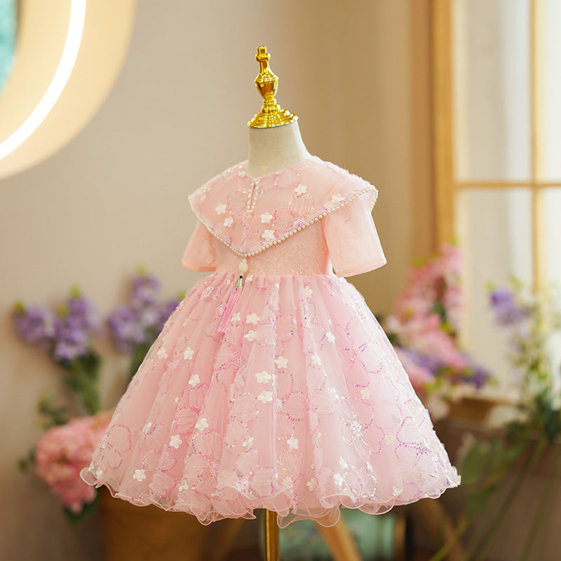 Cute Baby Girl Flower Sequins Puffy Princess Dress