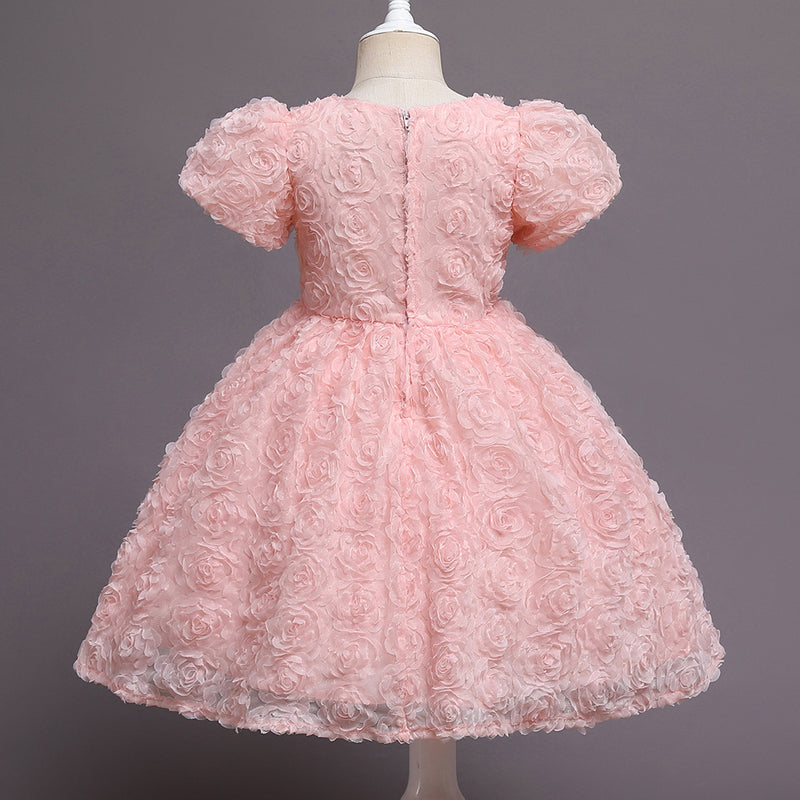 Baby Girl Flowers Puffy Rose Birthday Cake Dress