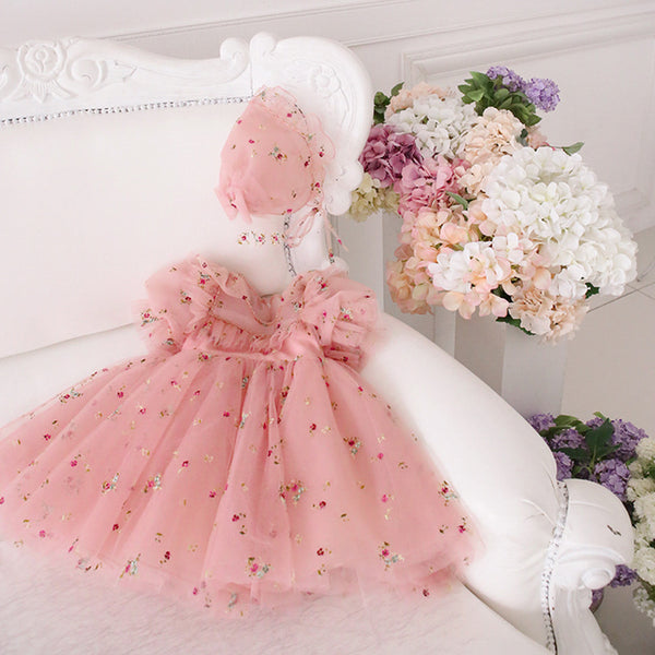 Baby Girl Formal Dresses Toddler Bow Puffy Floral Princess Dress Girl Birthday Party Dress