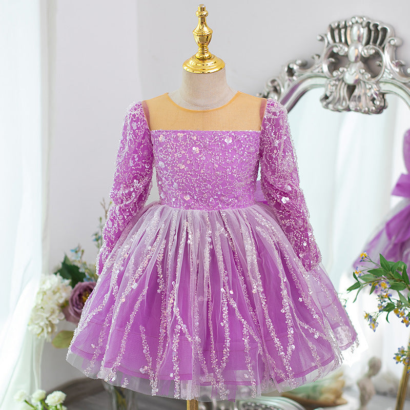 Elegant Baby Long Sleeve Sequin 1st Birthday Dress Toddler Flower Girl Dresses Elegant Baby Long Sleeve Sequin 1st Birthday Dress Toddler Flower Girl Dresses