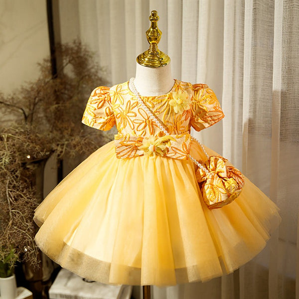 Baby Girl Dress Toddler Ball Gowns Embroidered Flower Fluffy Birthday Party Dress, Yellow / 3-4 Years (110cm) Baby Girl Dress Toddler Ball Gowns Embroidered Flower Fluffy Birthday Party Dress, Yellow / 3-4 Years (110cm)