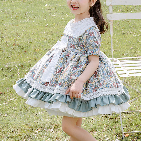 Baby Girl and Toddler Summer Lolita Lace Floral Girl Princess Puffy Party Dress