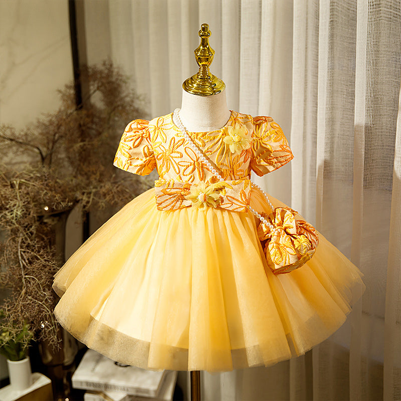 Baby Girl Dress Toddler Ball Gowns Embroidered Flower Fluffy