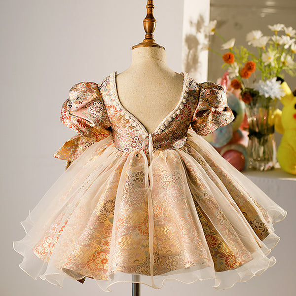 Girl Pageant Dresses Baby Girl Vintage Lolita Bow Puffy Formal Princess Dress