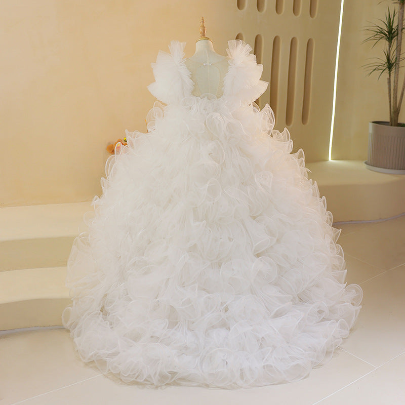 Girls Party Fluffy Birthday Trailing Princess Dress