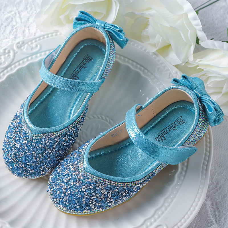 Baby Girl Princess Shoes Cozy Bow Sequin Dress Shoes, Blue / EU 26 Baby Girl Princess Shoes Cozy Bow Sequin Dress Shoes, Blue / EU 26
