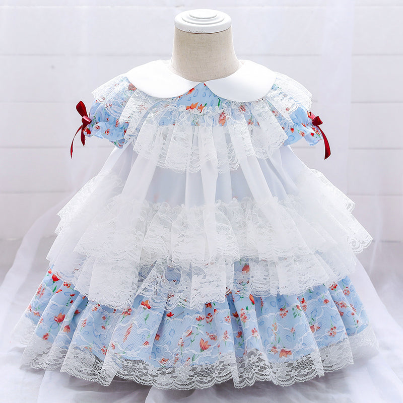 Baby Girl Birthday Party Dresses Toddler Lolita Lace Floral Formal Princess Dress