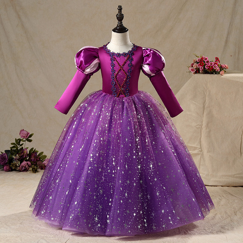 Toddler Girl Pageant Birthday Party Dress Purple Sequin Puffy Princess Dress