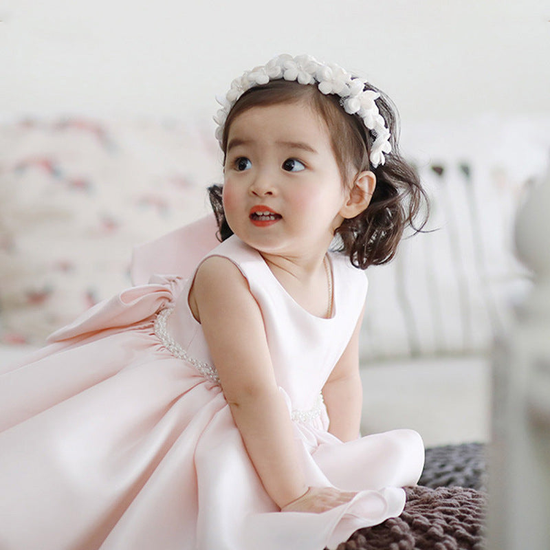 Pink Bow Five-point Sleeve Princess Dress