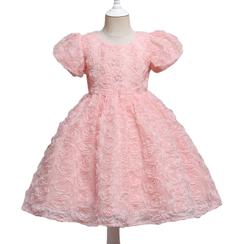 Baby Girl Flowers Puffy Rose Birthday Cake Dress