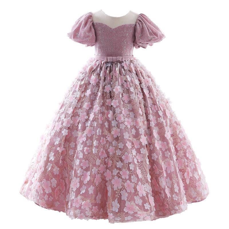 First Communion Dress Girl Pink Puffy Flower Pageant Princess Dresses Baby Girl Ball Gowns