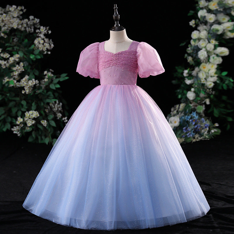 Little Girl Communion Dress Girl Gradient Rainbow Birthday Party Pageant Dress