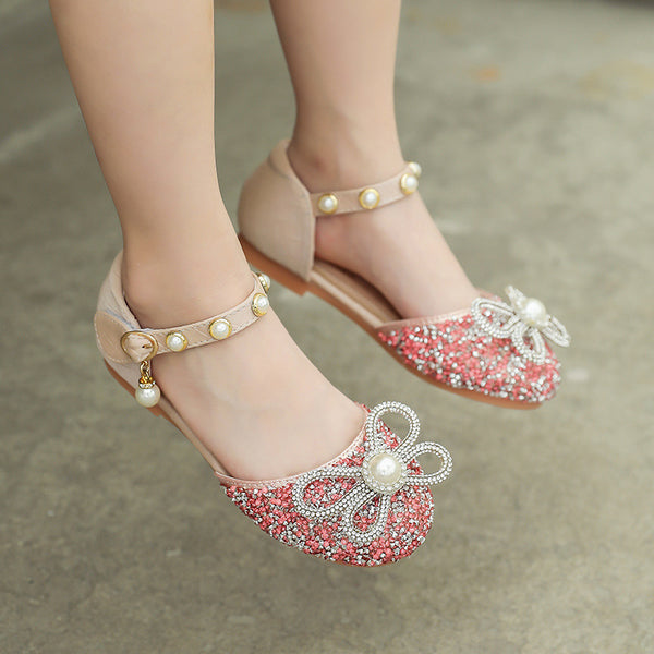 Girl Cute Bowknot Rhinestone Sequined Shoes