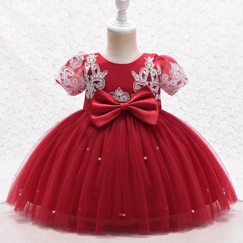 Girl Formal Dress Toddler Communion Baptism Bow Flower Girl Dress Princess Party Dress