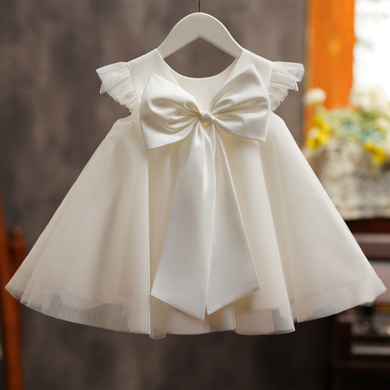 Cute One Year Old Baptism Dress White Birthday Princess Dress