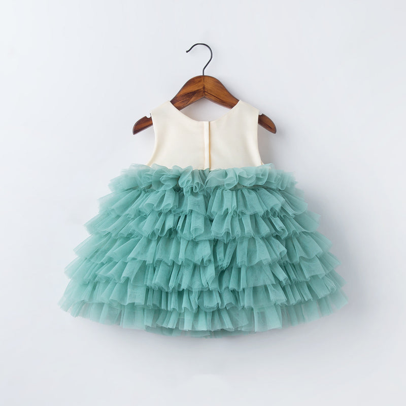 Baby Girl Birthday Party Dress Sleeveless Mesh Cake Flower Gilr Dress Princess Dress