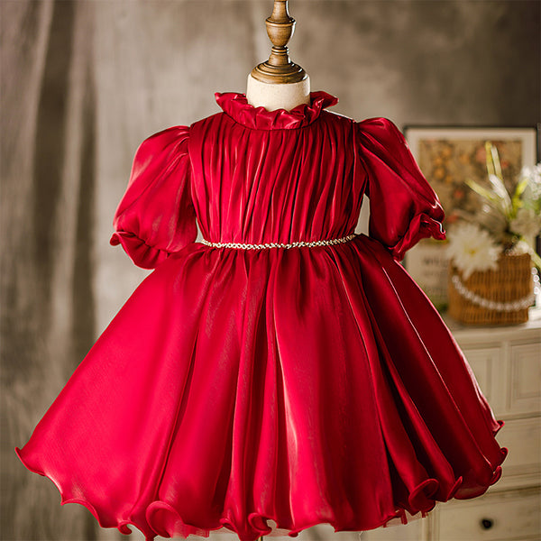 Girl Christmas Dress Baby Girl and Toddler Red Puffy Princess Birthday Party Dress