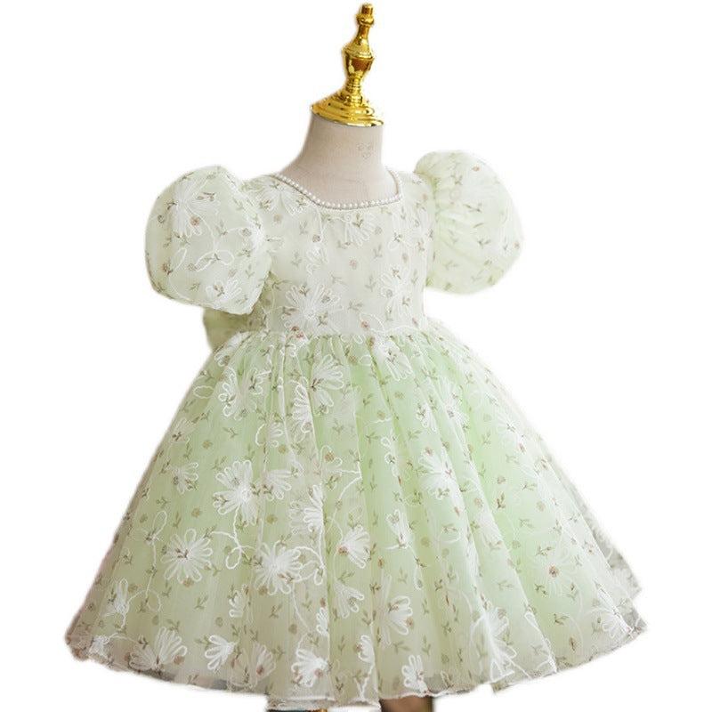 Baby Girl Easter Dress Girl Birthday Party Embroidery Puff Sleeves Princess Dress