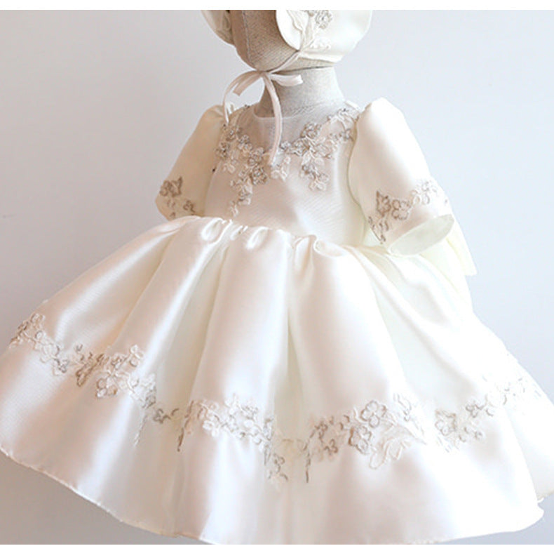Baptism Dresses Baby Girl Summer White Embroidered Flower Puffy Formal Princess Dresses