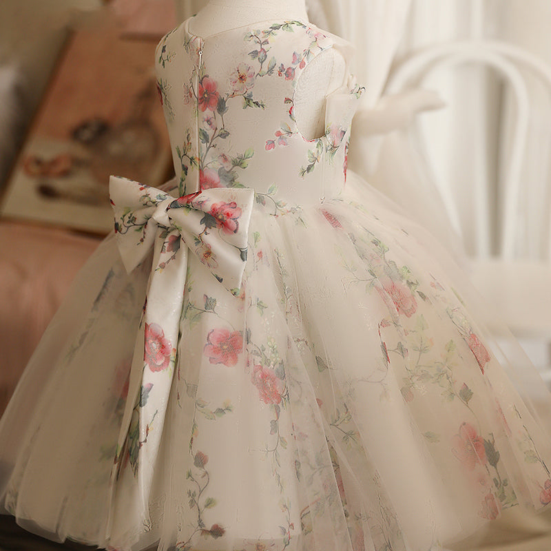 Toddler Girl Pageant Dresses Sleeveless Bow Flower Girl Puffy Princess Dress