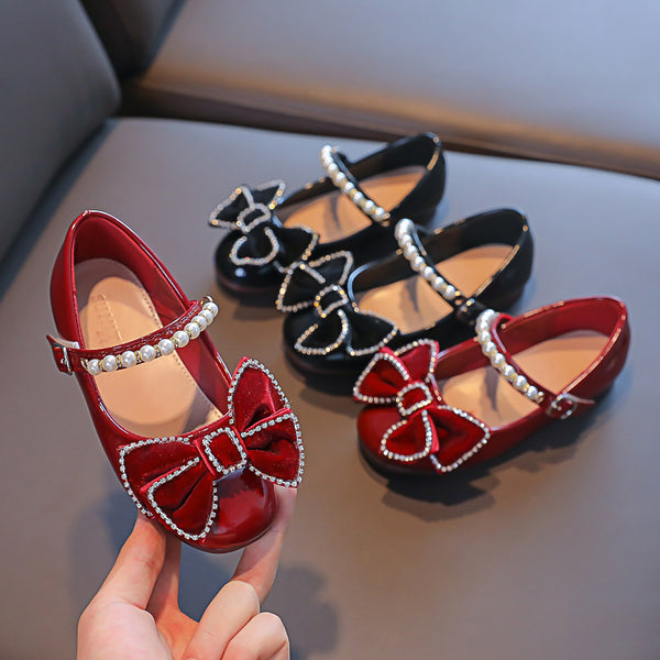 Elegant Bow Pearl Soft Sole Princess Shoes