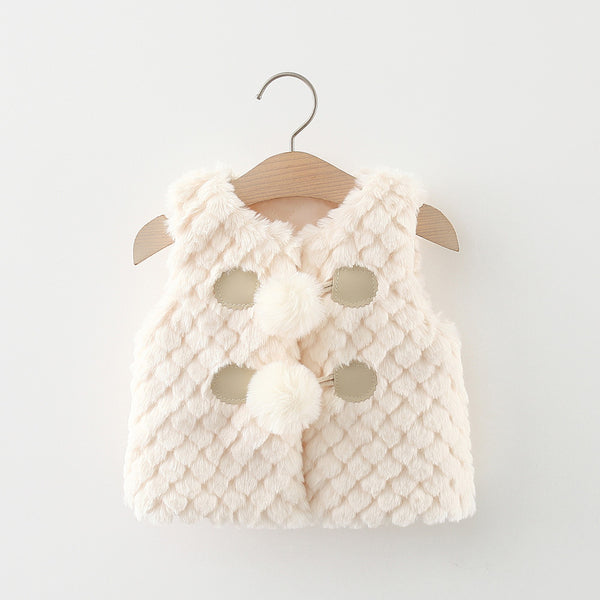 Baby Girl And Autumn Winter Warm Jacket Toddler Sleeveless Fleece Coat