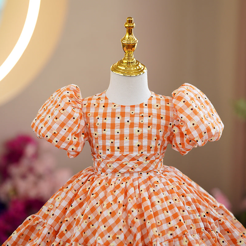 Baby Girl Dress Toddler Prom Summer Plaid Party Princess Dress
