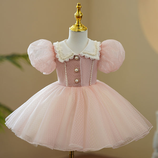 Baby Girl Birthday Party Dress Pink Cute Pageant Princess Dress