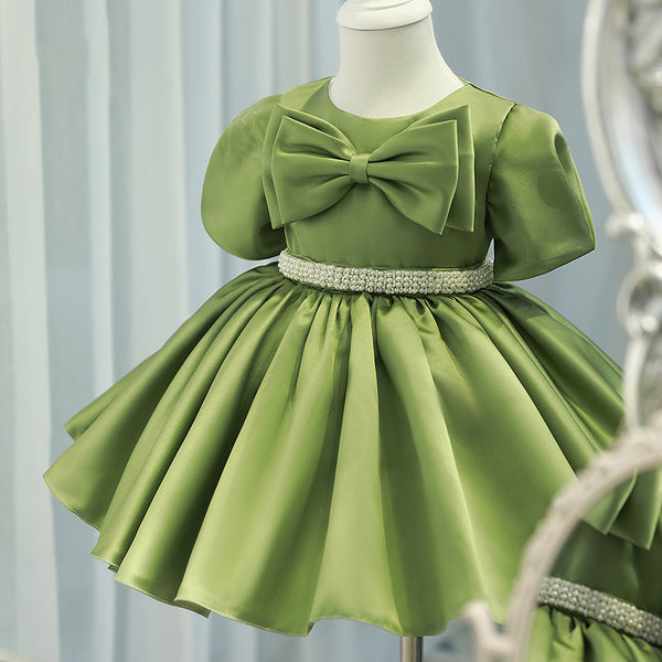 Baby Girl Pincess Dresses Girl Summer Green Bow Bed Birthday Party Dresses