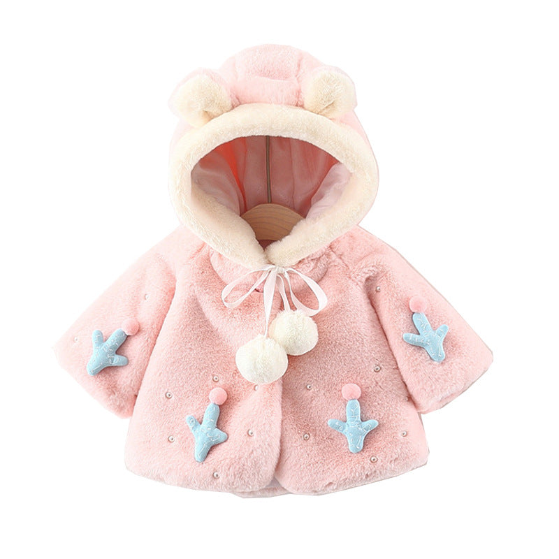 Winter Baby Girls Princess Fur Hoodie