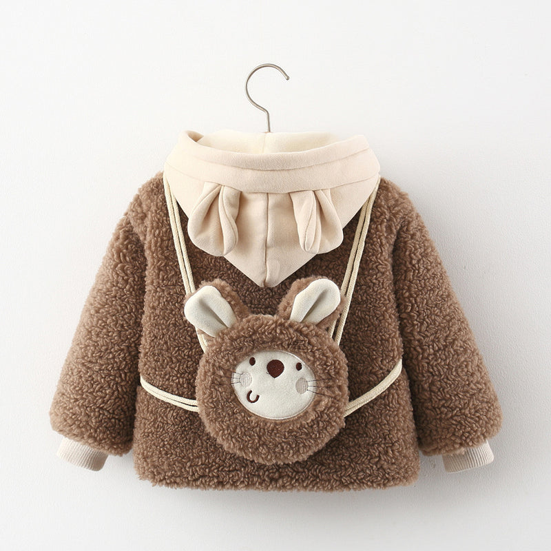 Cute Baby Girls Bunny Bag Warm Winter Jacket