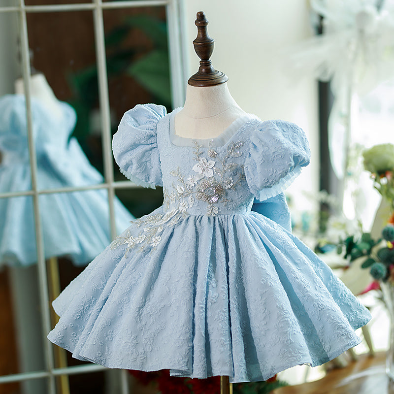Toddler First Communion Dress Girl Embroidery Wedding Princess Dress, Blue / 5-6 Years (130cm) Toddler First Communion Dress Girl Embroidery Wedding Princess Dress, Blue / 5-6 Years (130cm)