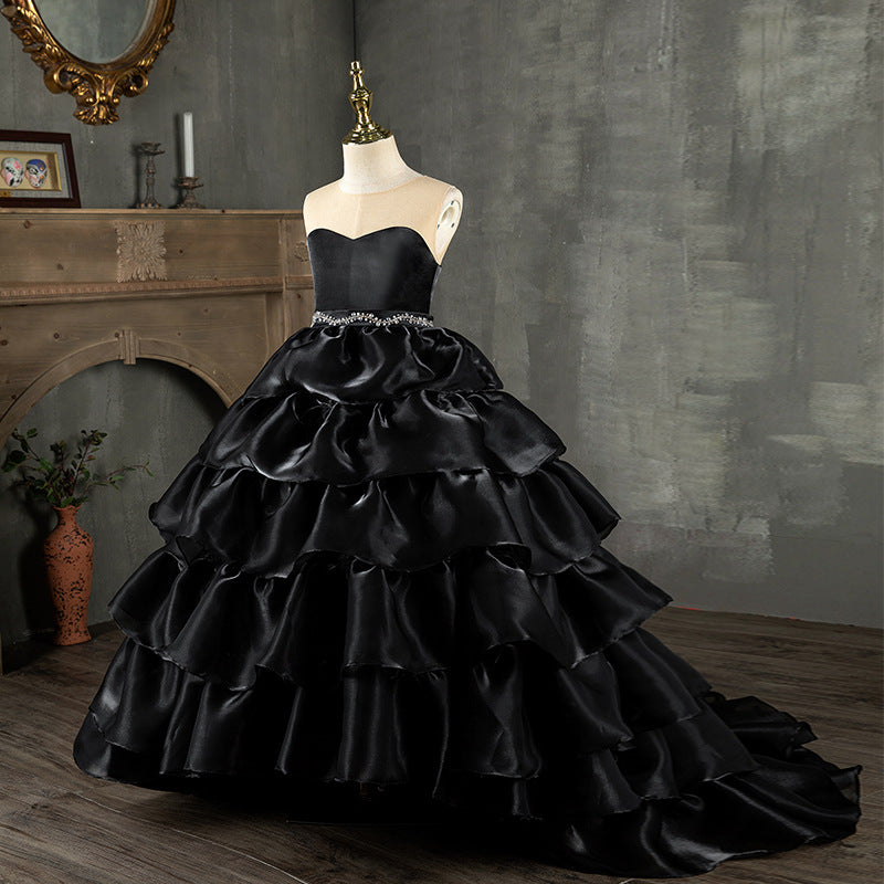 Girl Communion Dress Children Pageant Luxury Black Birthday Party Fluffy Dress