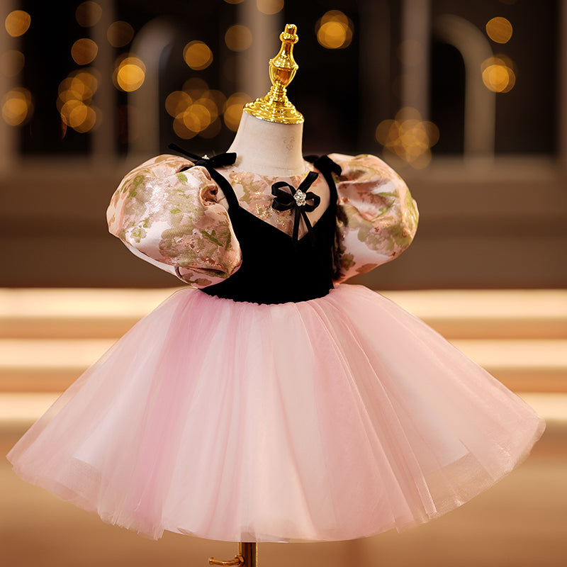 Elegant Cute Girl Printed Puffy Princess Dress