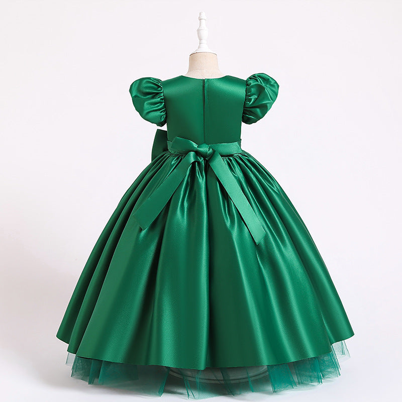 Flower Girl Dresses - First Communion Dress Girl Elegant Big Bow Puffy Princess Formal Party Dresses, Wine red / 7-8 Years (140cm) Flower Girl Dresses - First Communion Dress Girl Elegant Big Bow Puffy Princess Formal Party Dresses, Wine red / 7-8 Years (140cm)
