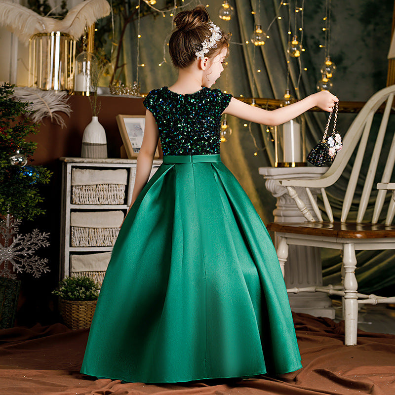 Elegant Baby Girl  Birthday Green Sequins Party Dress