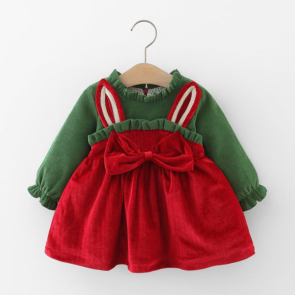 Baby Girl Long Sleeves Bow Princess Dress