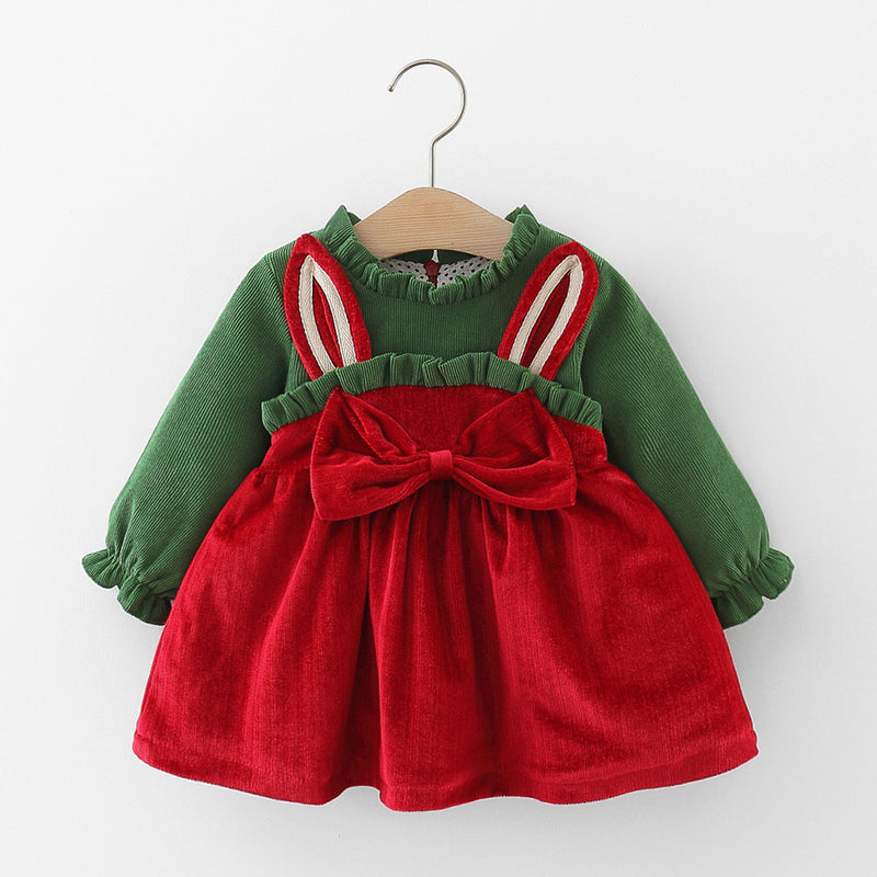 Baby Girl Long Sleeves Bow Princess Dress
