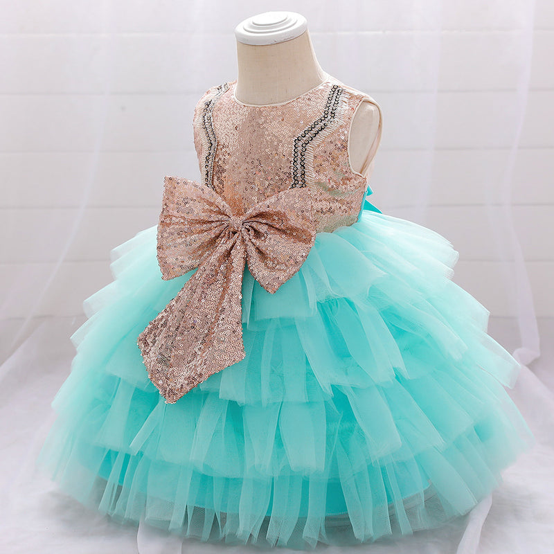 Baby Girl Birthday Party Dress Toddler Cute Bow Puffy Pageant Princess Dress, Green / 2-3 Years (100cm) Baby Girl Birthday Party Dress Toddler Cute Bow Puffy Pageant Princess Dress, Green / 2-3 Years (100cm)
