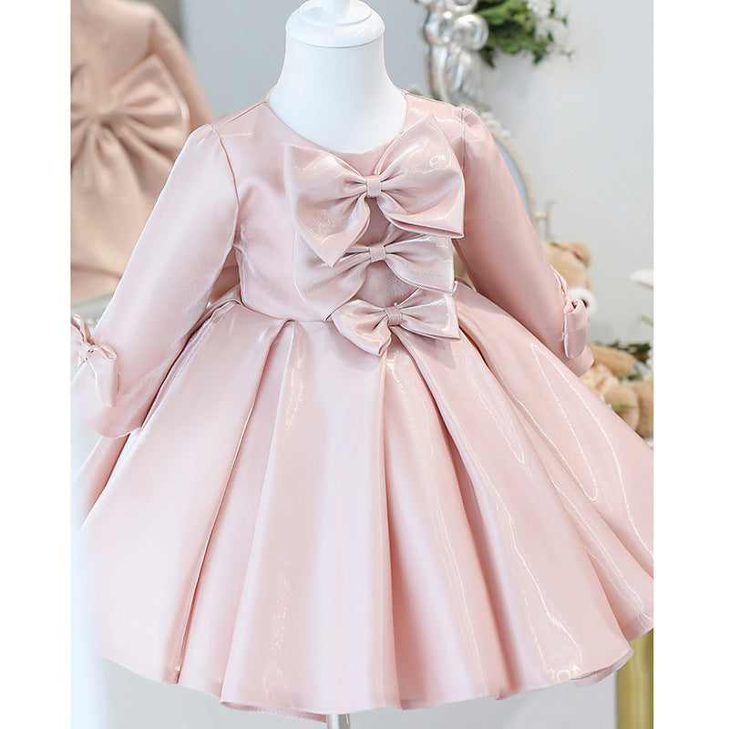 Baby Girl Dress Toddler Autumn Winter Princess Dress Bow Knot Birthday Party Dress