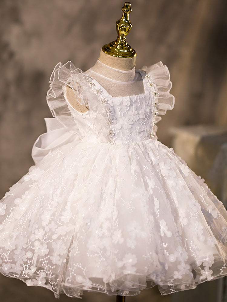 Flower Girl Dresses Baby Girl Elegant Ruffle Puffy Formal Princess Dress First Communion Dress