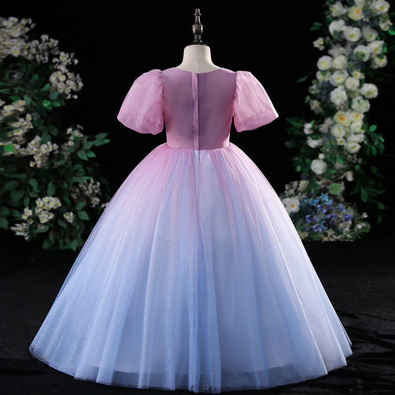 Little Girl Communion Dress Girl Gradient Rainbow Birthday Party Pageant Dress