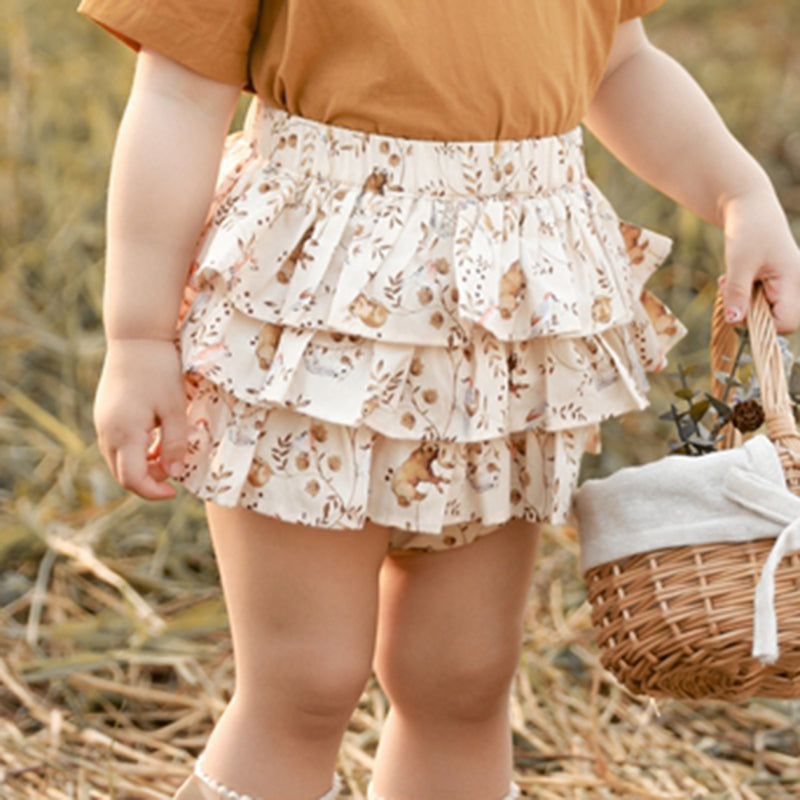 Summer Ruffled Floral Puffy Skirt