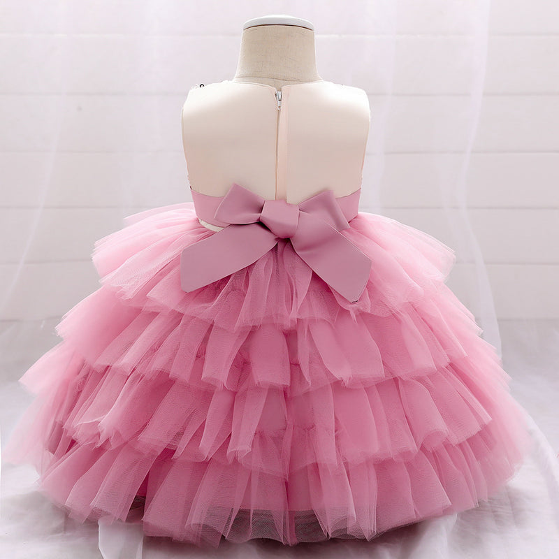 Baby Girl Birthday Party Dress Toddler Cute Bow Puffy Pageant Princess Dress