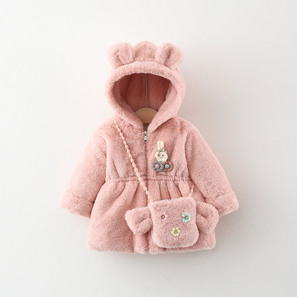 Baby Girl Rabbit Squinted Embroidered Coat