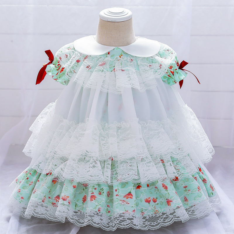 Baby Girl Birthday Party Dresses Toddler Lolita Lace Floral Formal Princess Dress