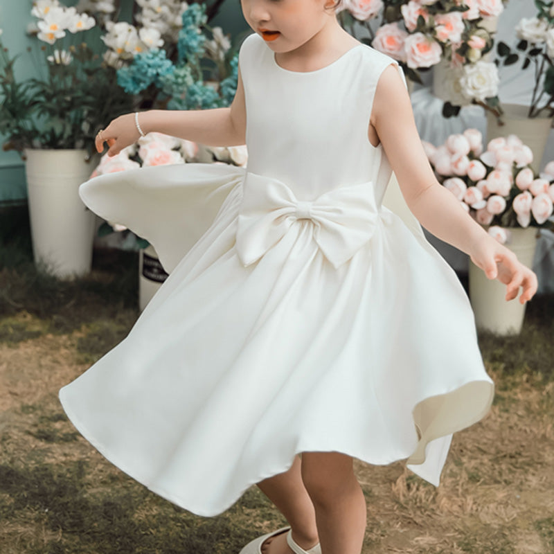 Toddler Elegant Princess Dress with Bows Girl Summer Party Gown Formal Dresses for Kids