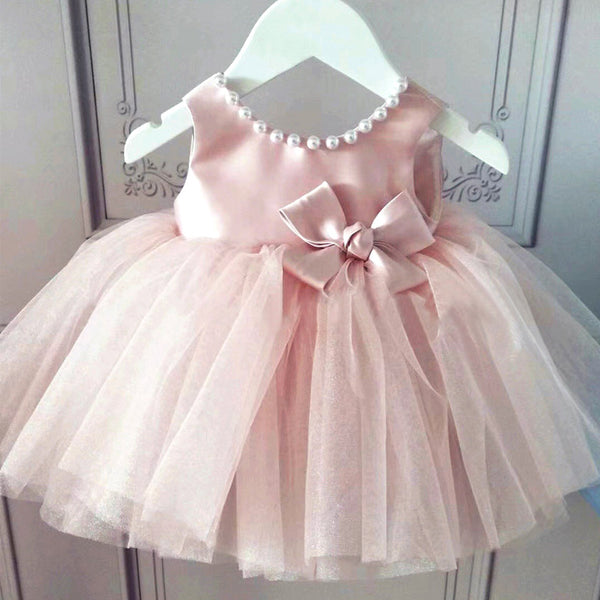 Baby Girl Birthday Party Dress Back Bow Puffy Sleeveless Princess Dress