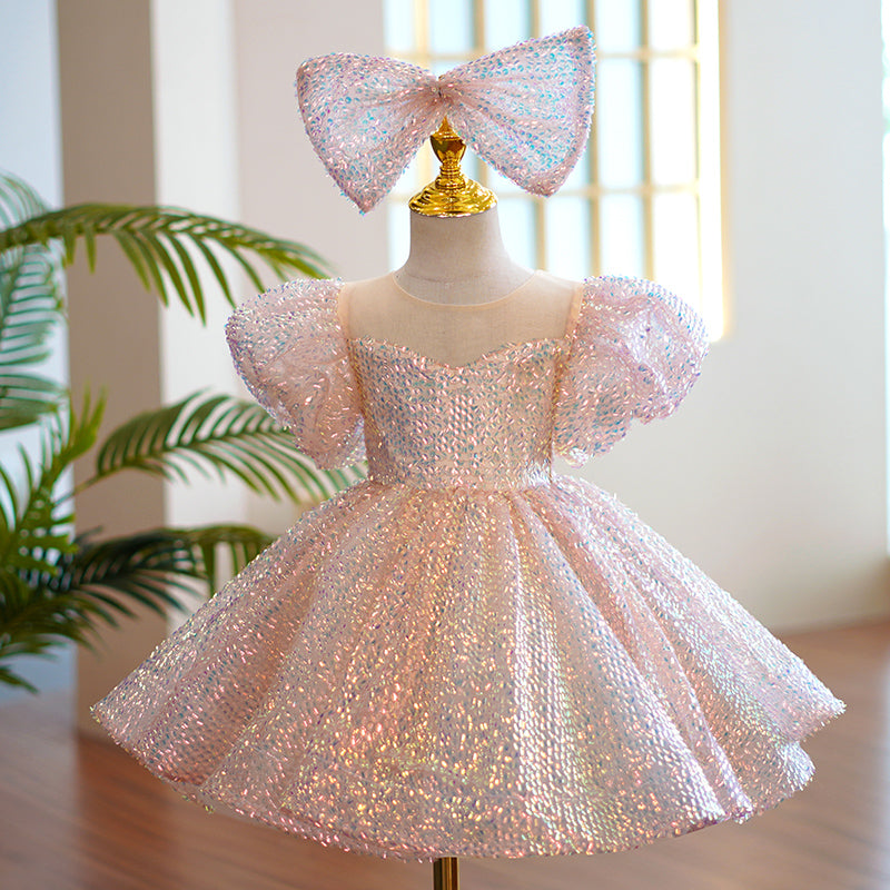 Baby Girl Pageant Princess Dresses Toddler Summer Elegant Pink Sequin ...